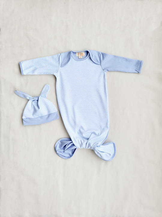 Newborn Organic Cotton Baby Sleeping Bag in Blue | Mjuk spädbarnssovsäck i blått, av ekologisk bomull